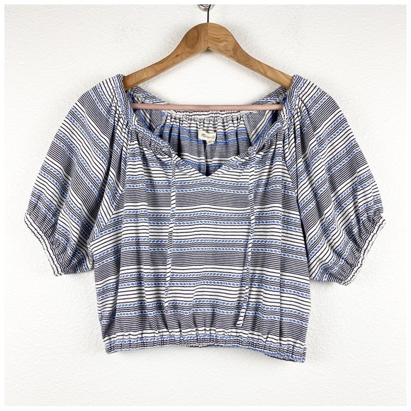 NWT Madewell Jacquard Keyhole Crop Top‎ in Stripe Size Small - Picture 4 of 13